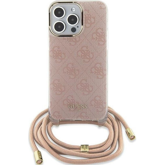 Guess Case For Iphone 15 GUHCP15SHC4SEp (Crossbody Cord 4G Print) pink