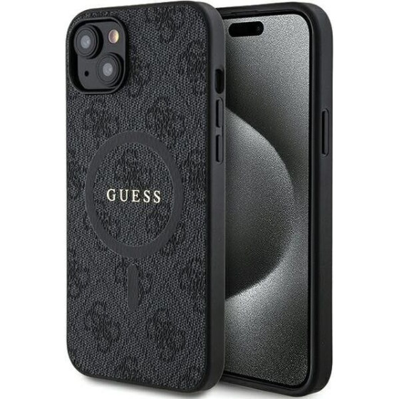 Guess Case For Iphone 15 Plus Compatible With Magsafe GUHMP15MG4GFrk (4G Ring Classic logo) black