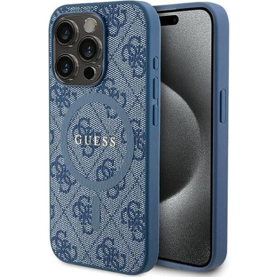 Guess Case For Iphone 15 Pro Compatible With Magsafe GUHMP15LG4GFrb (4G Ring Classic logo) blue