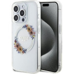 Guess Case For Iphone 15 Pro Max Compatible With Magsafe GUHMP15XHfwfct (Flowers Wreath) transparent