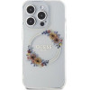 Guess Case For Iphone 15 Pro Max Compatible With Magsafe GUHMP15XHfwfct (Flowers Wreath) transparent