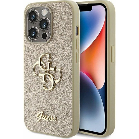 Guess Case For Iphone 15 Pro Max GUHCP15XHG4SGd (Fixed Glitter Big 4G) gold