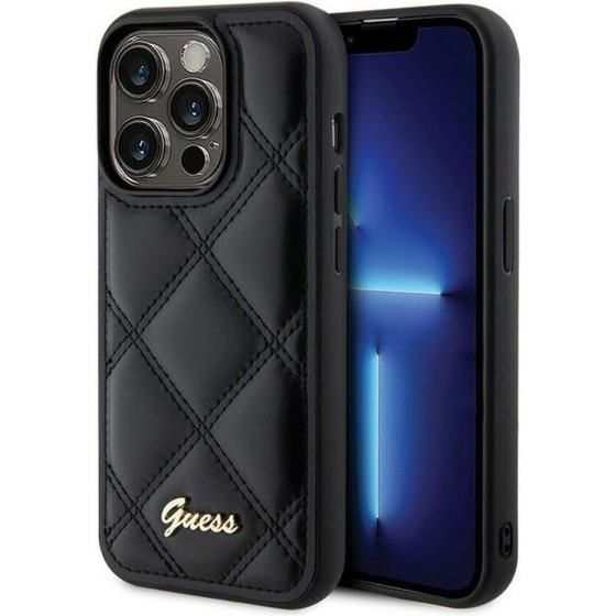 Guess Case For Iphone 15 Pro Max GUHCP15XPsqsqsk (Quilted Metal Logo) black