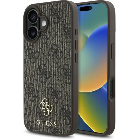 Guess Case For Iphone 16 Comaptible With Magsafe GUHMP16SP4SM4MW (Pu 4G Small And Classic) brown