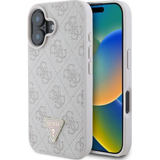 Guess Case For Iphone 16 Plus GUHCP16MP4TDpp (Pu Leather 4G Triangle Strass) pink