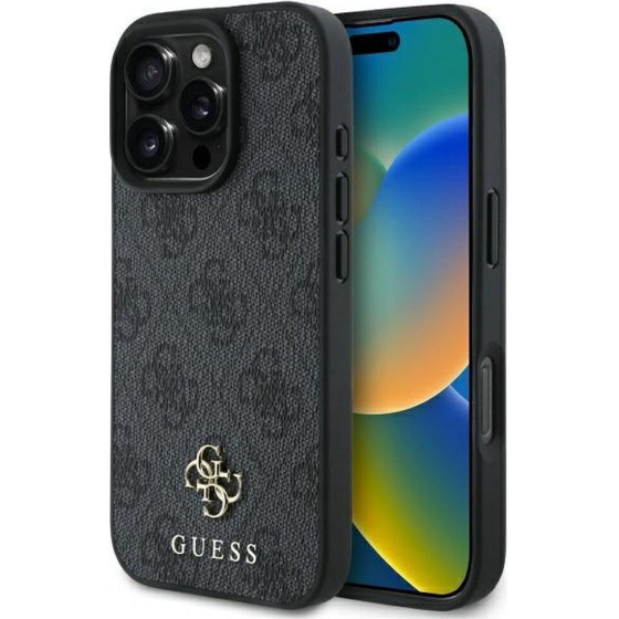Guess Case For Iphone 16 Pro Comaptible With Magsafe GUHMP16LP4SM4MK (Pu 4G Small And Classic) black