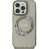 Guess Case For Iphone 16 Pro Compatible With Magsafe GUHMP16LHfwfck (Iml Flowers Wreath) black