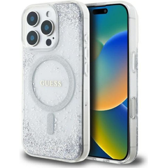 Guess Case For Iphone 16 Pro Compatible With Magsafe GUHMP16LRgrges (Resin Gradient Glitter) silver
