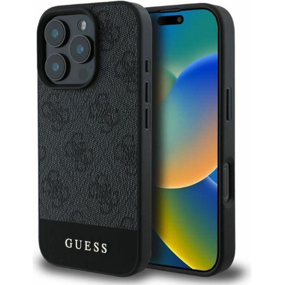 Guess Case For Iphone 16 Pro Max GUHCP16XG4GLgr (PC/Tpu 4G Pu Bottom Stripe) grey