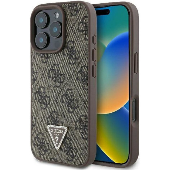 Guess Case For Iphone 16 Pro Max GUHCP16XP4TDpw (Pu Leather 4G Triangle Strass) brown