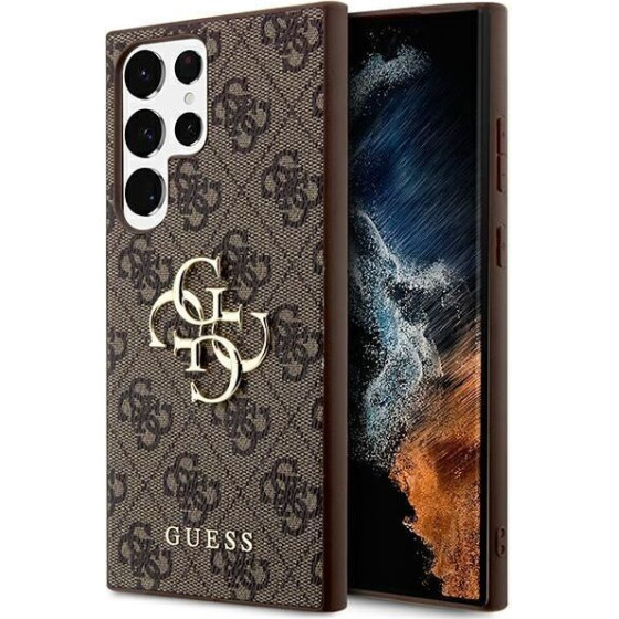 Guess Case For Samsung S24 Ultra GUHCS24L4GMgbr (Leather 4G Metal Logo) brown