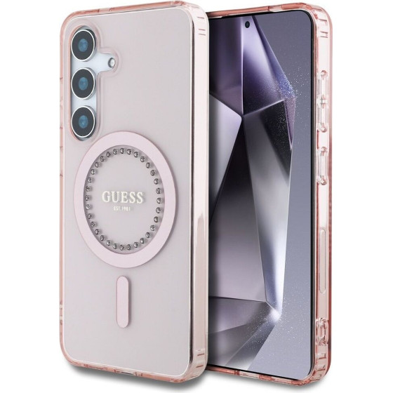Guess Case For Samsung S25 GUHMS25SPftdtep (Magnetic Iml Rhinestones) pink
