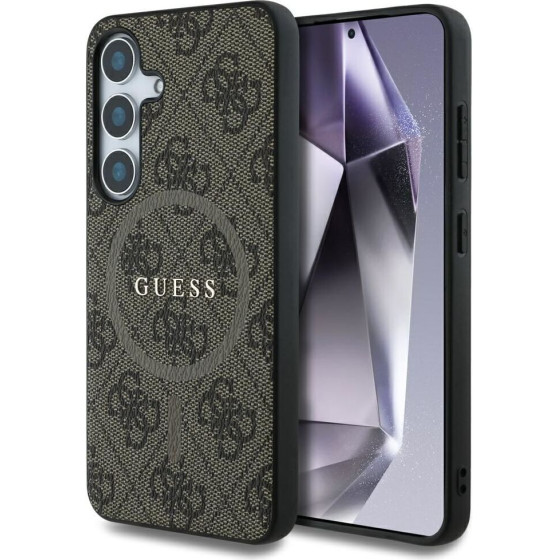 Guess Case For Samsung S25 Plus GUHMS25MG4GFrw (Magnetic Pu 4G Ring Classic Logo) brown