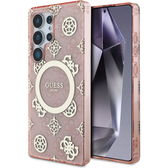 Guess Case For Samsung S25 Ultra GUHMS25LH4PYeep (Magnetic Iml Peony On 4G Background) pink
