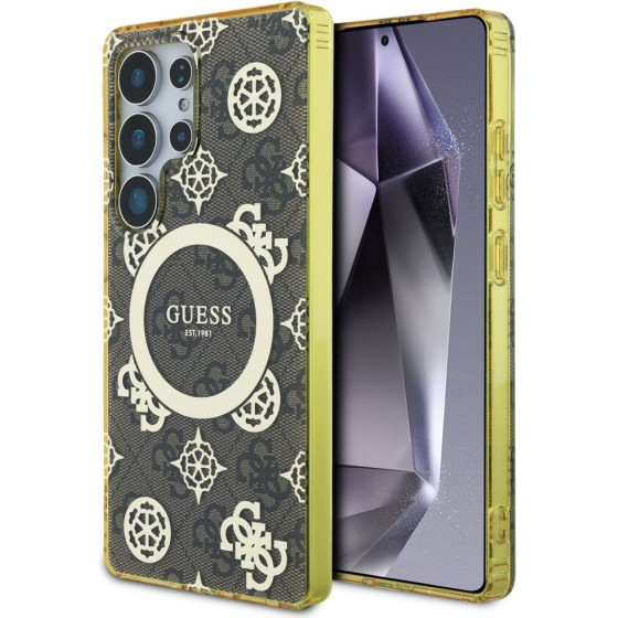 Guess Case For Samsung S25 Ultra GUHMS25LH4PYeew (Magnetic Iml Peony On 4G Background) brown