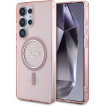 Guess Case For Samsung S25 Ultra GUHMS25LHfgerep (Magnetic Iml Glitter Circle) pink