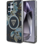 Guess Case For Samsung S25 Ultra GUHMS25LHflpedk (Magnetic Iml Metal Glitter Flowers Triangle) black