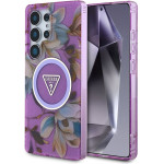 Guess Case For Samsung S25 Ultra GUHMS25LHflpedu (Magnetic Iml Metal Glitter Flowers Triangle) purple