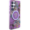 Guess Case For Samsung S25 Ultra GUHMS25LHflpedu (Magnetic Iml Metal Glitter Flowers Triangle) purple