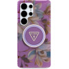 Guess Case For Samsung S25 Ultra GUHMS25LHflpedu (Magnetic Iml Metal Glitter Flowers Triangle) purple