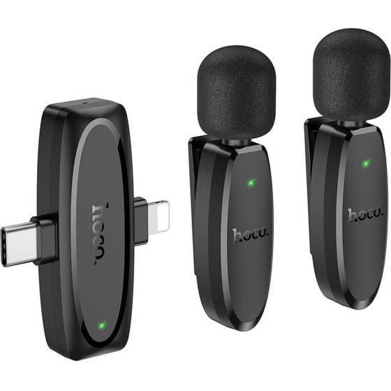 Hoco 2 x Lavalier Wireless Microphone Lightning / Type C L15 black