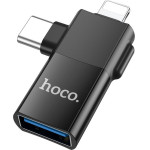 Hoco Adapter Otg Type C (male) / Lightning (male) To Usb A (female) 2in1 UA17 black