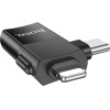 Hoco Adapter Otg Type C (male) / Lightning (male) To Usb A (female) 2in1 UA17 black