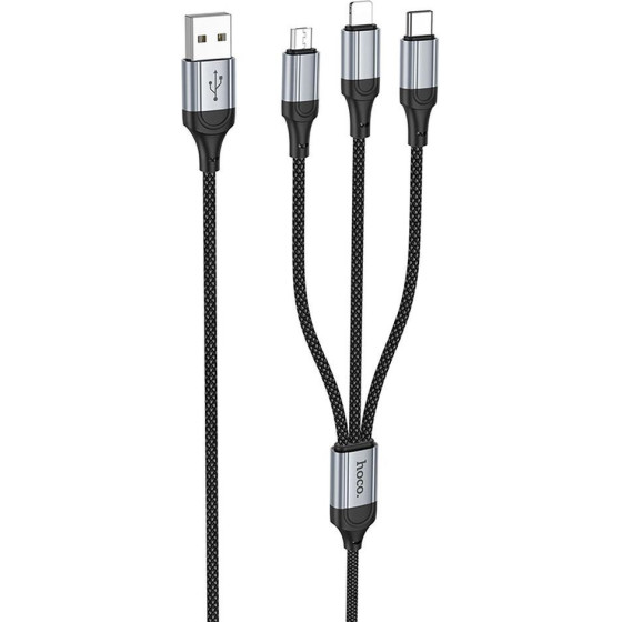 Hoco Cable 3in1 Usb A To Lightning / Micro Usb / Type C 2,4A X102 1 m black
