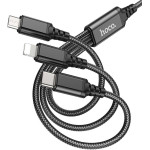 Hoco Cable 3in1 Usb A To Lightning / Micro Usb / Type C 2A X76 1 m black