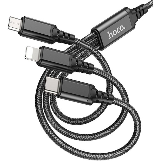 Hoco Cable 3in1 Usb A To Lightning / Micro Usb / Type C 2A X76 1 m black