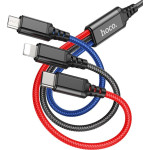 Hoco Cable 3in1 Usb A To Lightning / Micro Usb / Type C 2A X76 1 m Black / Red / blue