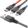 Hoco Cable 3in1 Usb A To Lightning / Micro Usb / Type C 2A X76 1 m Black / Red / blue
