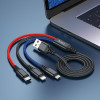Hoco Cable 3in1 Usb A To Lightning / Micro Usb / Type C 2A X76 1 m Black / Red / blue