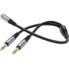 Hoco Cable Aux 2in1 Jack 3,5 Mm (female) To 2 x Jack 3,5 Mm (male) UPA21 0,25 m Metal gray