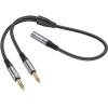 Hoco Cable Aux 2in1 Jack 3,5 Mm (female) To 2 x Jack 3,5 Mm (male) UPA21 0,25 m Metal gray