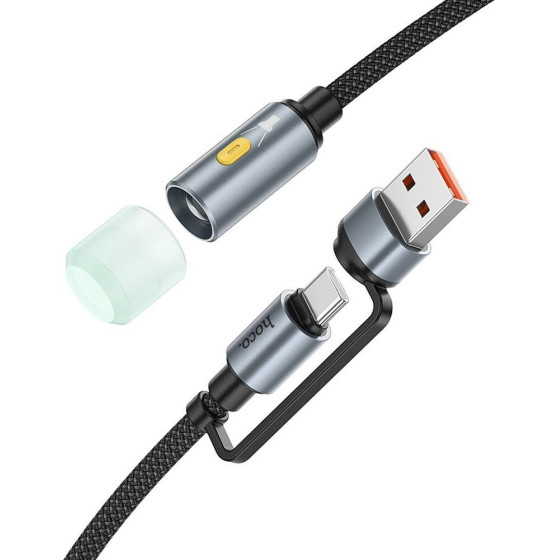 Hoco Cable Usb A / Type C To Led Light UA38C black