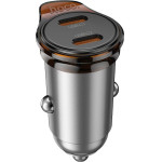Hoco Car Charger 2 x Type C Pd QC3.0 45W NZ16B Metal gray
