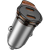 Hoco Car Charger 2 x Type C Pd QC3.0 45W NZ16B Metal gray