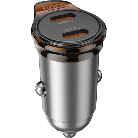 Hoco Car Charger 2 x Type C Pd QC3.0 45W NZ16B Metal gray
