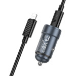 Hoco Car Charger Type C + Cable Type C To Lightning Pd Qc 30W Z57 Metal gray