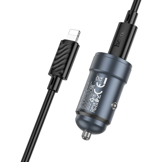 Hoco Car Charger Type C + Cable Type C To Lightning Pd Qc 30W Z57 Metal gray