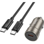 Hoco Car Charger Type C + Cable Type C To Type C Pd Qc 30W Z57 Metal gray