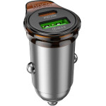 Hoco Car Charger Usb A + Type C + Cable Type C To Lightning Pd QC3.0 43W NZ16A Metal gray