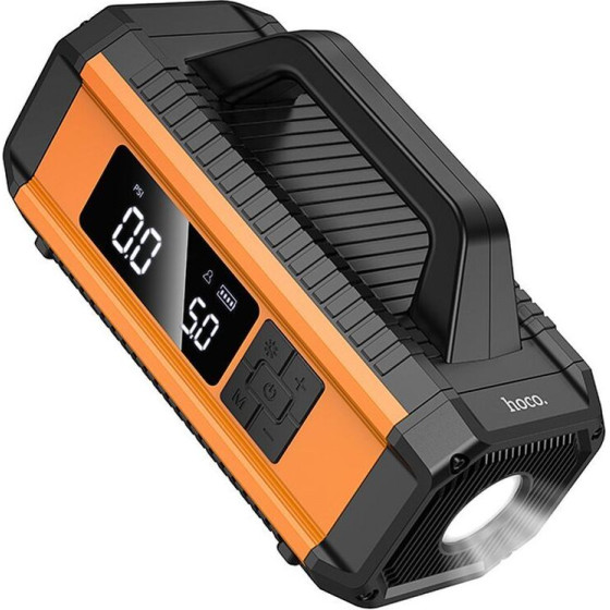 Hoco Powerbank 10000 Mah With Car Emergency Starter With With Compressor And Led Light 18W QS4 orange-black