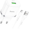 Hoco Travel Charger Usb A + Cable Usb A To Micro Usb QC3.0 3A 18W N3 white
