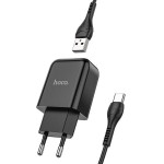 Hoco Travel Charger Usb A + Cable Usb A To Type C 2.1A N2 black