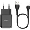 Hoco Travel Charger Usb A + Cable Usb A To Type C 2.1A N2 black