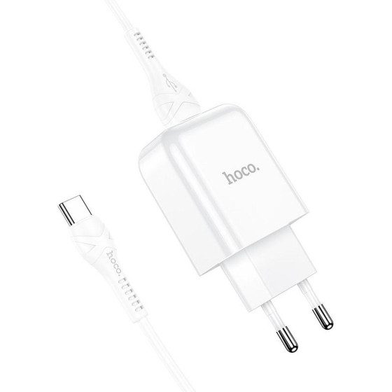 Hoco Travel Charger Usb A + Cable Usb A To Type C 2.1A N2 white