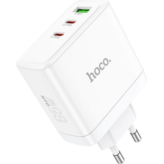 Hoco Wall Charger 2 x Type C + Usb A Qc Pd 65W Gan N30 white