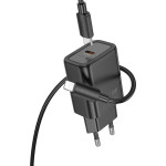 Hoco Wall Charger Type C + Cable Type C To Lightning Pd Qc 30W N62 black